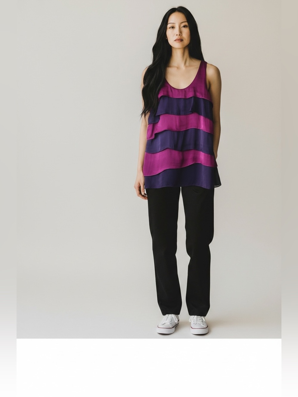 Ruffle Women’s Sleeveless Magenta Purple Top Size Medium NWT